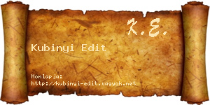 Kubinyi Edit névjegykártya